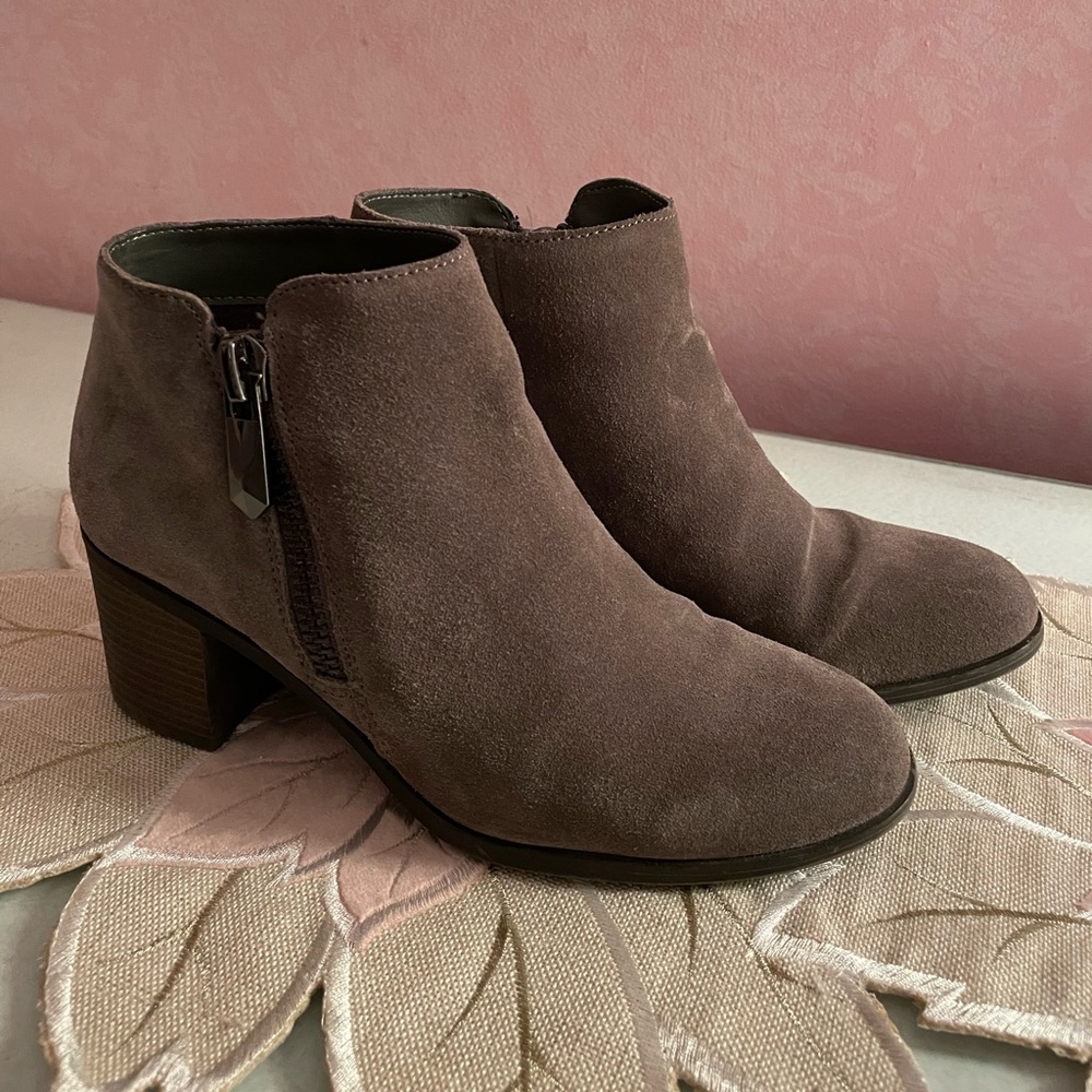 Gray Heeled Ankle Boots